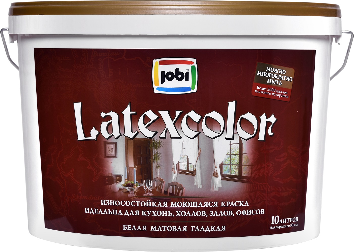 Краска латексная JOBI LatexColor A7 Износостойкая матовая (10л) — купить в  Уфе, цена, характеристики, фото и отзывы